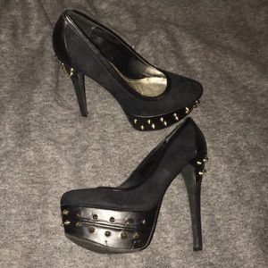 Black Spiked Platform Heels